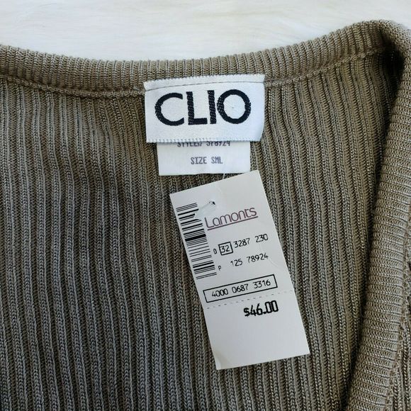 VINTAGE CLIO Gold Brown Light Knit Cardigan Sz Sm - Picture 3 of 9